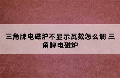 三角牌电磁炉不显示瓦数怎么调 三角牌电磁炉